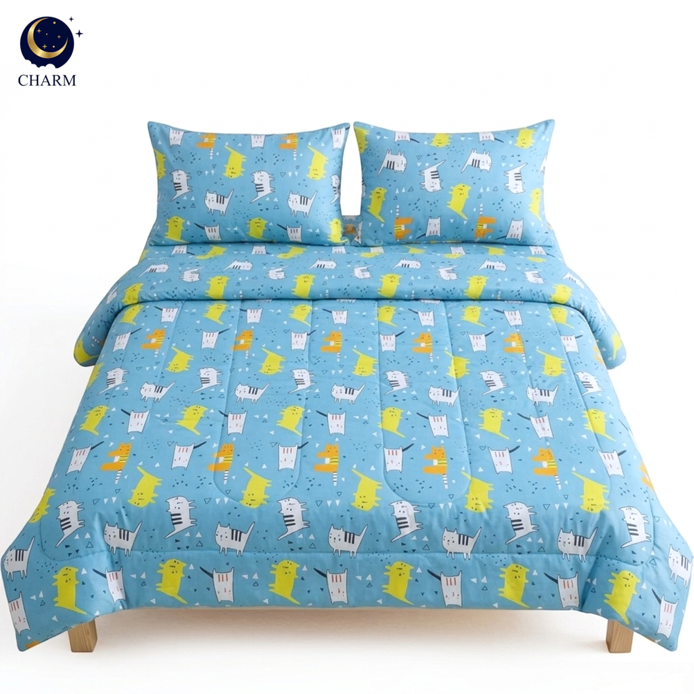 ชุดผ้าปูที่นอน 5 ฟุต 4 ชิ้น CHARM คอลเลคชั่น DREAMY ลาย CAT JOY_0